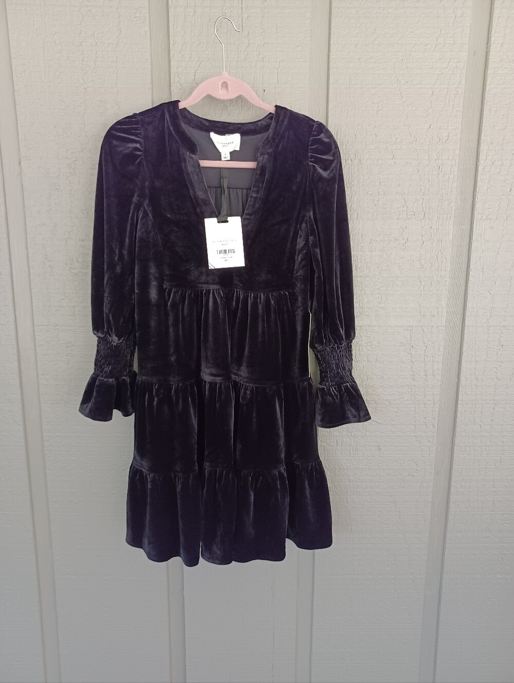 Tuckernuck Pomander Place Velvet Mini Dress Size S Women Feminine Black Tiered